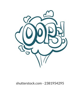 oops comic pop cloud text emotional speech sound vector hand drawn doodle 