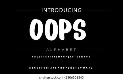 Oops Funky colorful cartoon font type. Vector alphabet