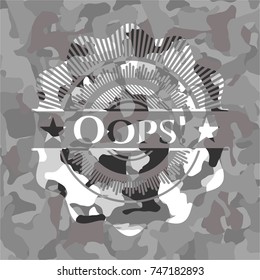Oops! grey camouflage emblem