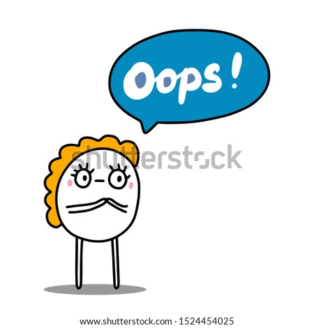 Oops hand drawn vector illustration in cartoon comic style woman shocked bubble