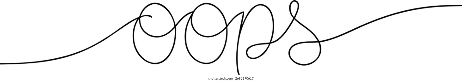 Oops escritura a mano de la palabra del script negro sobre texto blanco