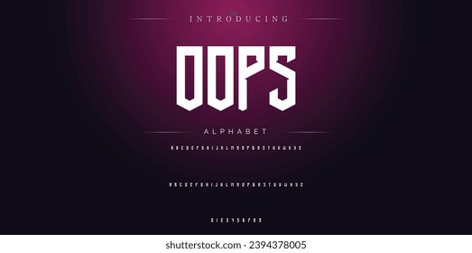 Oops Modern Bold Font. Sans Serif Font. Regular Italic Uppercase Lowercase Typography urban style alphabet fonts for fashion, sport, technology, digital, movie, logo design, vector illustration