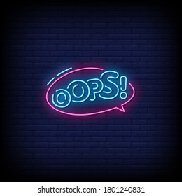 Oops Neon Signs Style Text Vector