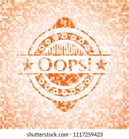 Oops! orange mosaic emblem with background