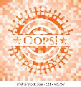 Oops! orange mosaic emblem with background