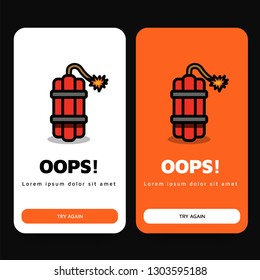 Oops Page Design With Bomb Illustration 