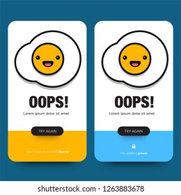Oops Page Design With Fried Egg Illustration