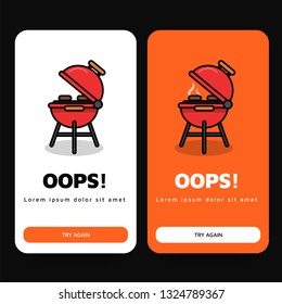 Oops Page Interface Design with Barbeque Vector Illustration