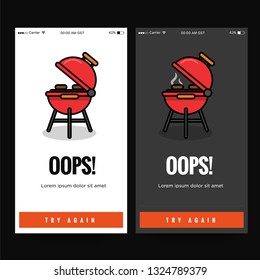 Oops Page Interface Design with Barbeque Vector Illustration