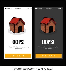Oops Please Check Internet Connection Simple House Vector Illustration Screen for Smart Phones