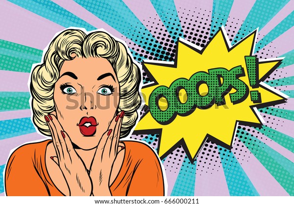 Oops Pop Art Blond Woman Retro 库存矢量图（免版税）666000211 Shutterstock 0952