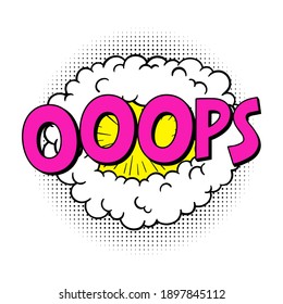 Oops texto de libro de historietas de arte pop, operaciones de efecto de sonido cómico