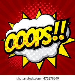 oops pop art, comic book background vector illustration
