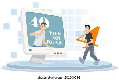 Oops problem man business concept. Website Error 404. Page Not Found. Illustration concept for mobile website and internet development.