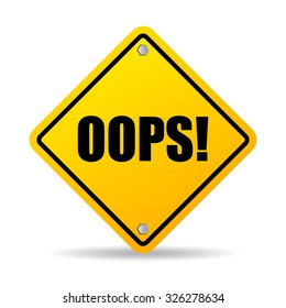 Oops rhombus vector sign isolated on white background