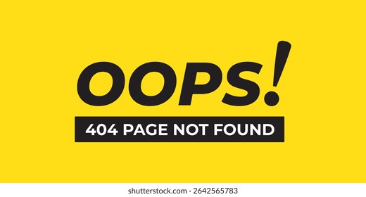 Oops Desculpe 404 Página Não Encontrada Design - Criativa Personalizada Banner Página de Erro, Minimalista Preto e Branco Oops Desculpe 404 Gráfico para Sites, Ilustração de IU de Página de Erro Amigável