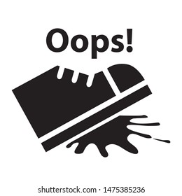 Oops! Stepping on the poop. Get into trouble. Glyph icon. Vector illustration.