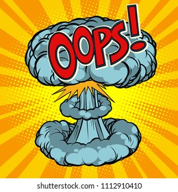 oops surprise nuclear explosion. Comic book cartoon pop art retro illustration