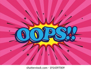 Oops text burst in American pop talking bubble