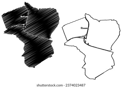 Oosterhout municipality (Kingdom of the Netherlands, Holland, North Brabant or Noord-Brabant province) map vector illustration, scribble sketch map