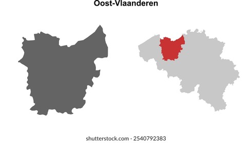 Oost-Vlaanderen province blank outline map set