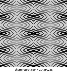 Op Art  Black White Vector Seamless Geometric Pattern. Some Waving Effect May Appear.