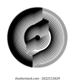 op art circle pattern, symbol, modern vector design element