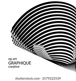op art creative dynamic pattern, modern halftone lines background, vector texture