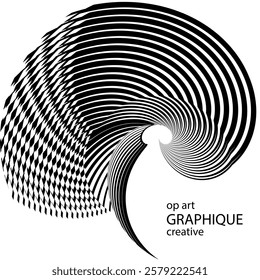 op art creative dynamic pattern, modern halftone lines background, vector texture