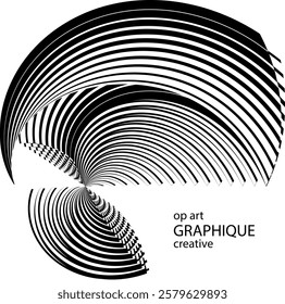 op art creative dynamic pattern, modern halftone lines background, vector card, banner, cover, poster, flyer design template