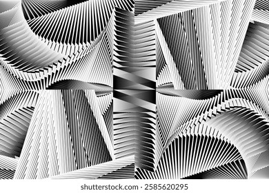 op art creative dynamic pattern, modern black and white background, vector design element