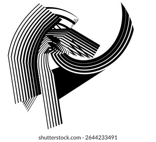 op art creative dynamic pattern, abstract modern halftone lines background, vector design element