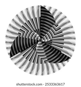 op art creative geometric pattern, abstract halftone lines black and white background, vector modern design element