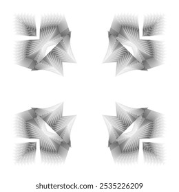 op art creative geometric pattern, abstract halftone lines black and white background, vector modern design element