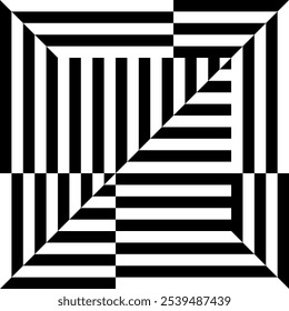 Patrón geométrico creativo del arte del op, fondo blanco y negro abstracto de las líneas del semitono, elemento moderno del diseño del Vector