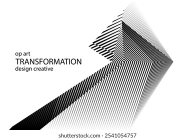 op art creative geometric pattern, abstract halftone lines black and white background, vector modern design element