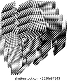 op art creative geometric pattern, abstract halftone lines black and white background, vector modern design element