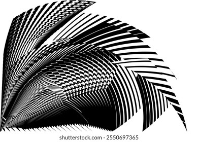 Patrón geométrico creativo del arte del op, fondo blanco y negro abstracto de las líneas del semitono, elemento moderno del diseño del Vector