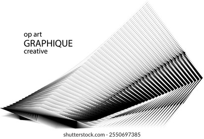 op art criativo padrão geométrico, linhas de meio-tom abstrato fundo preto e branco, vetor elemento de design moderno