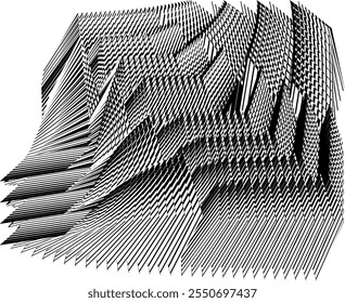 op art creative geometric pattern, abstract halftone lines black and white background, vector modern design element