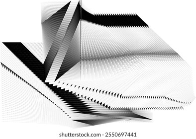 Patrón geométrico creativo del arte del op, fondo blanco y negro abstracto de las líneas del semitono, elemento moderno del diseño del Vector