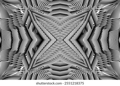 op art creative geometric pattern, ornament, abstract halftone lines black and white background, vector modern design element