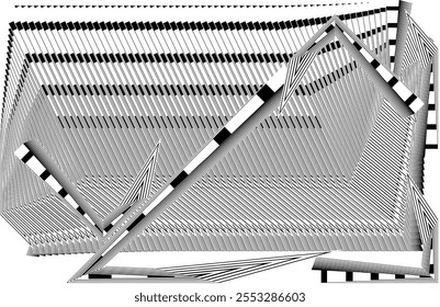 op art creative geometric pattern, abstract halftone lines black and white background, vector modern design element