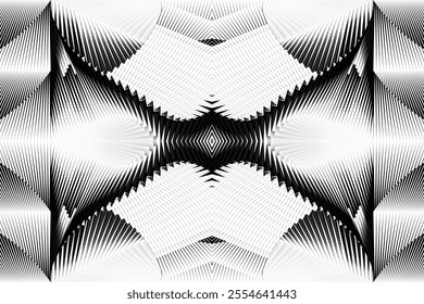 op art creative geometric pattern, abstract halftone lines black and white background, vector modern design element