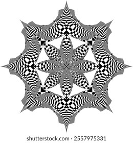 op art creative geometric pattern, halftone black and white background, vector modern design element