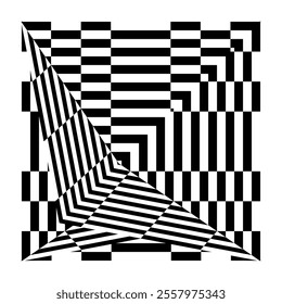 op art creative geometric pattern, halftone black and white background, vector modern design element