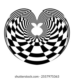 op art creative geometric pattern, halftone black and white background, vector modern design element