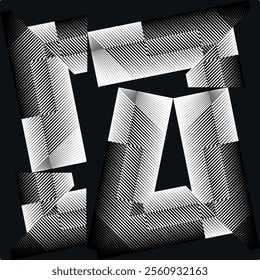 op art creative geometric pattern, halftone black and white background, vector design element