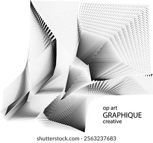 op art creative geometric pattern, halftone black and white background, vector decorative element