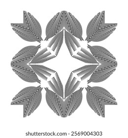 op art creative geometric pattern, ornament, halftone lines background, vector design element
